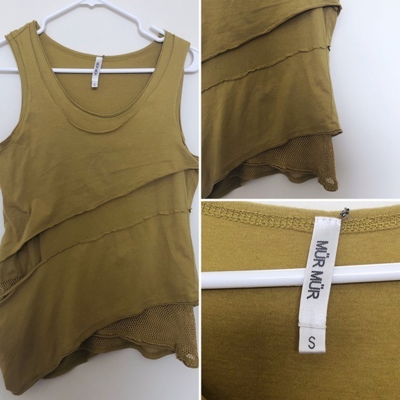 Mur Mur Women's olive green multi tier ruffle lined Sleeveless Top Size S/ Small - Picture 1 of 8